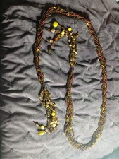 Handmade Artisian Beaded Belt In Brown, Yellow, Cream Colors. 1 Of A Kind