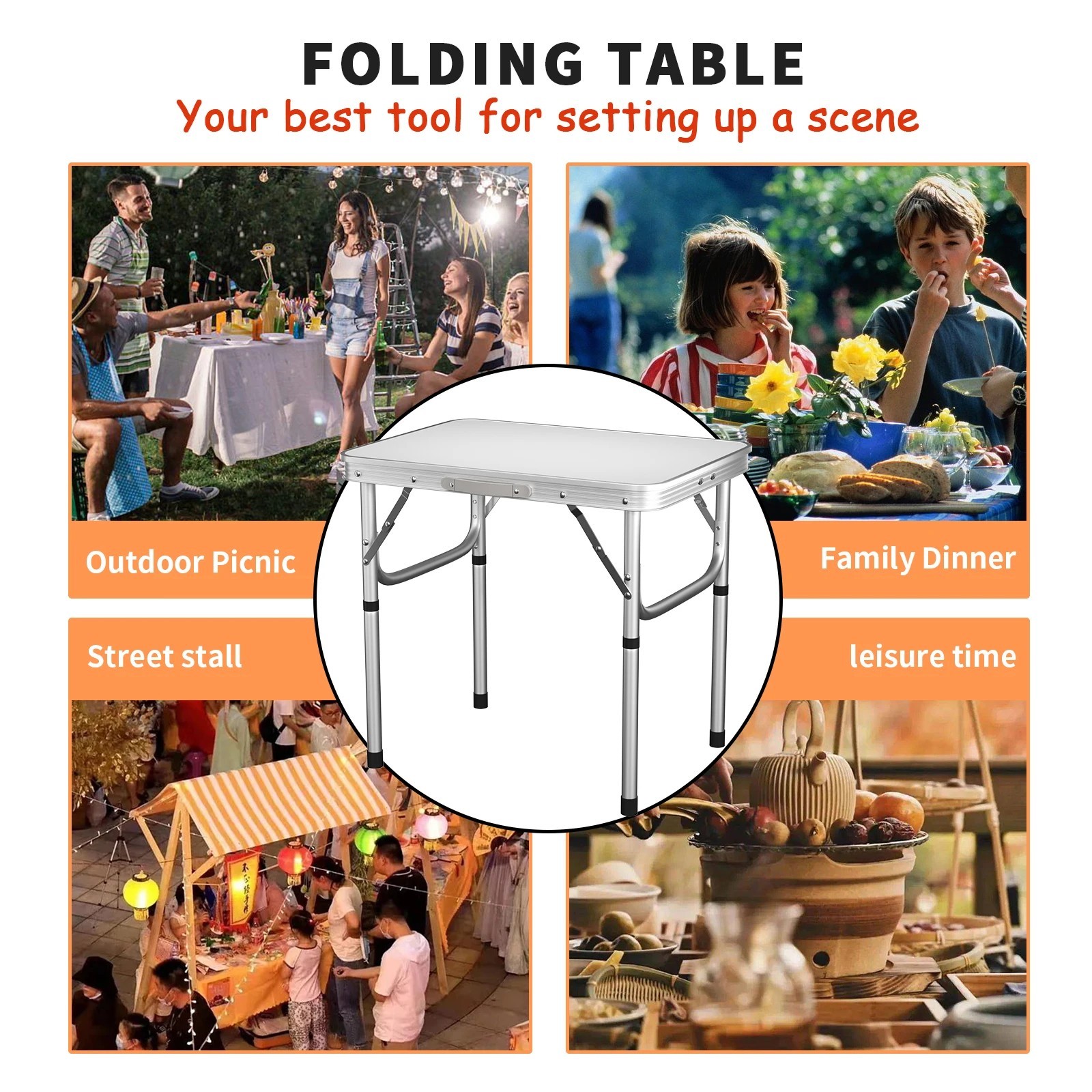 DayPlus 5ft Folding Camping Table - White