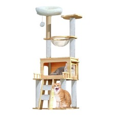 58" Modern Cat Tree Tower Cat Scratching Tree for Multiple Large Cats