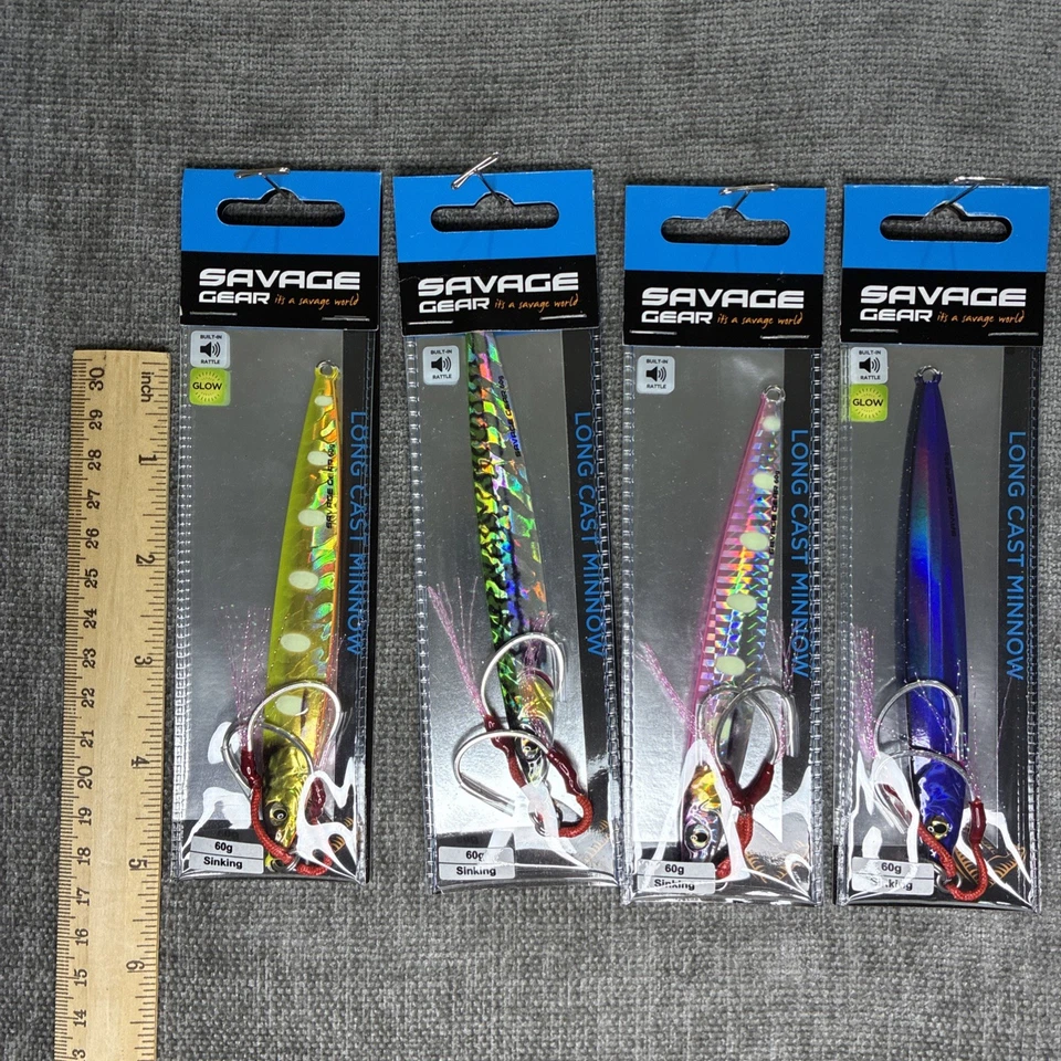 LOTE DE 4 Savage Gear 60 gramos 5 pulgadas plantilla de hundimiento - señuelo de pesca - NUEVO (65) Foto 2 de 4