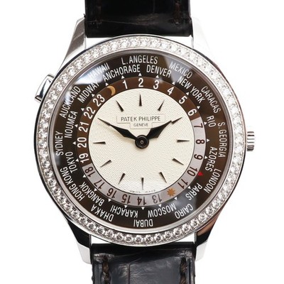 2011 Patek Philippe 7130G-001 36mm World Time 18K White Gold Opaline Dial Watch