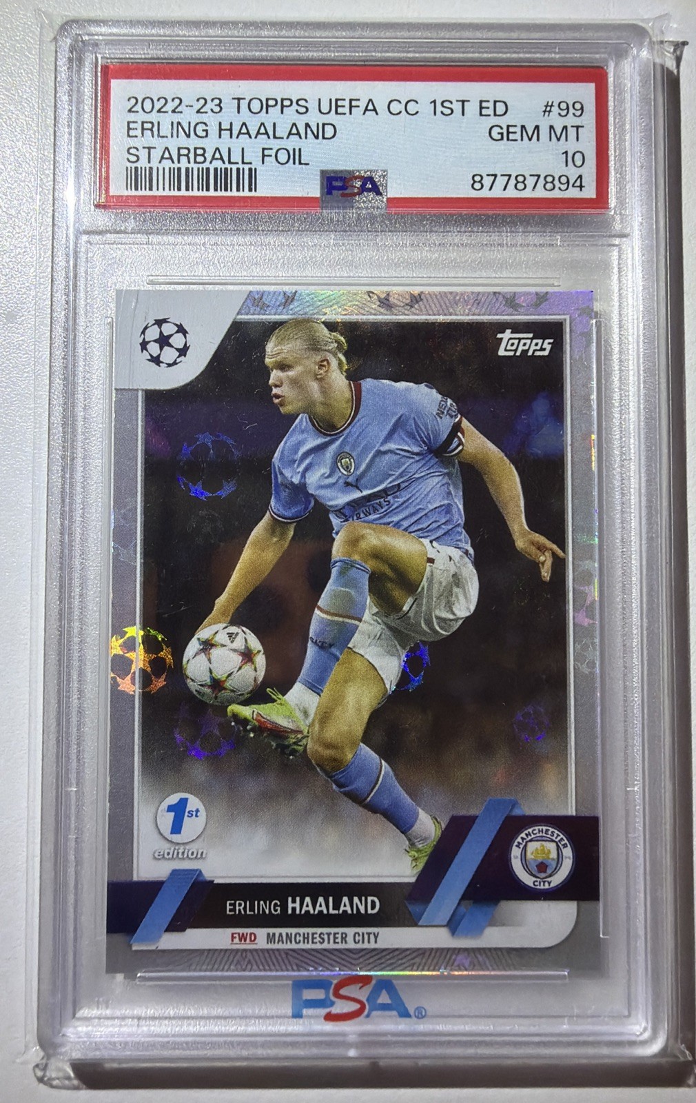 2022-2023 Topps Uefa CC 1st Edition Erling Haaland Starball Foil Psa 10