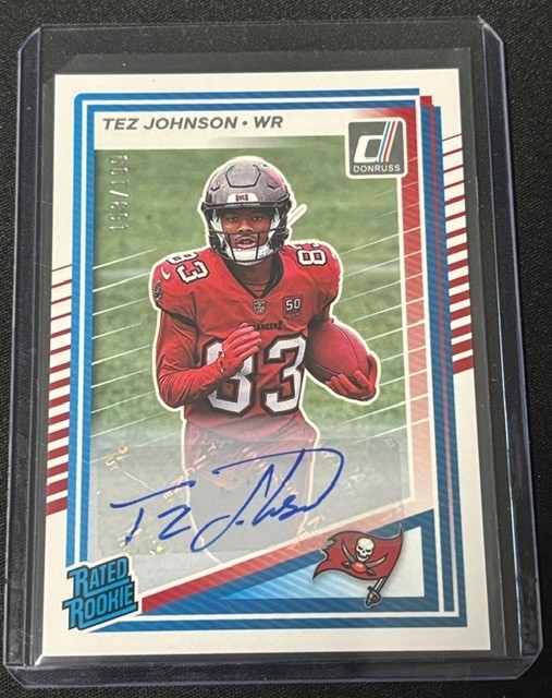 2025 Panini Donruss Tez Johnson Rated Rookie Autograph /199 #313