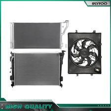 A/C Cooling Fan & Radiator & Condenser Kit For 2011-2013 Kia Optima 2.4L I4