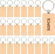 Wooden Keychain Blanks, Wood Key Chain Bulk, Unfinished Wooden Key Rings Key Tag