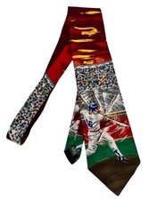 Vintage American Sports Mens Baseball Themed Tie 58" Multicolor USA Classic