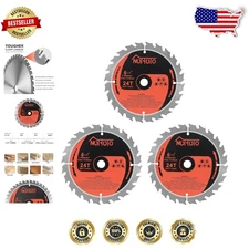 Pro 6-1/2" 24T Carbide Circular Saw Blades, 3 Pack - Wood Plastic PVC