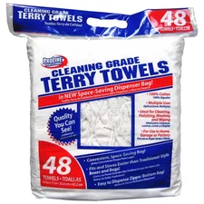 Cleaning-Grade Terry Towels, White Cotton Cloth Rag Polishing Washable 48 Towels