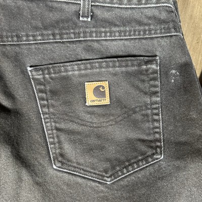 Carhartt Flannel Lined Jeans Pants Mens 42x32 Brown Denim Work B162 DKB Outdoor