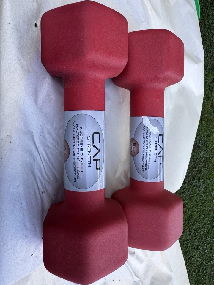CAP Hex Neoprene 8 LB Pound Pair of Dumbbells Weights (16 LBS Total Weight) New - Image 2 of 4