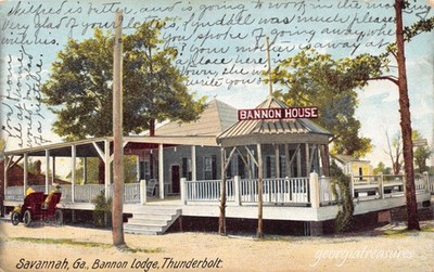 GA~GEORGIA~SAVANNAH~THUNDERBOLT~BANNON HOUSE LODGE~U.S.S. WABASH 1909 CANCEL