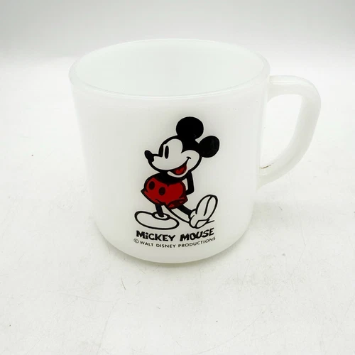 Vintage 1970's Federal Milk Glass Walt Disney Mickey Mouse White Mug Cup