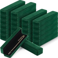 Batiyeer 24 Pack Velvet Jewelry Boxes Bulk Bracelet Boxes Cases,Green
