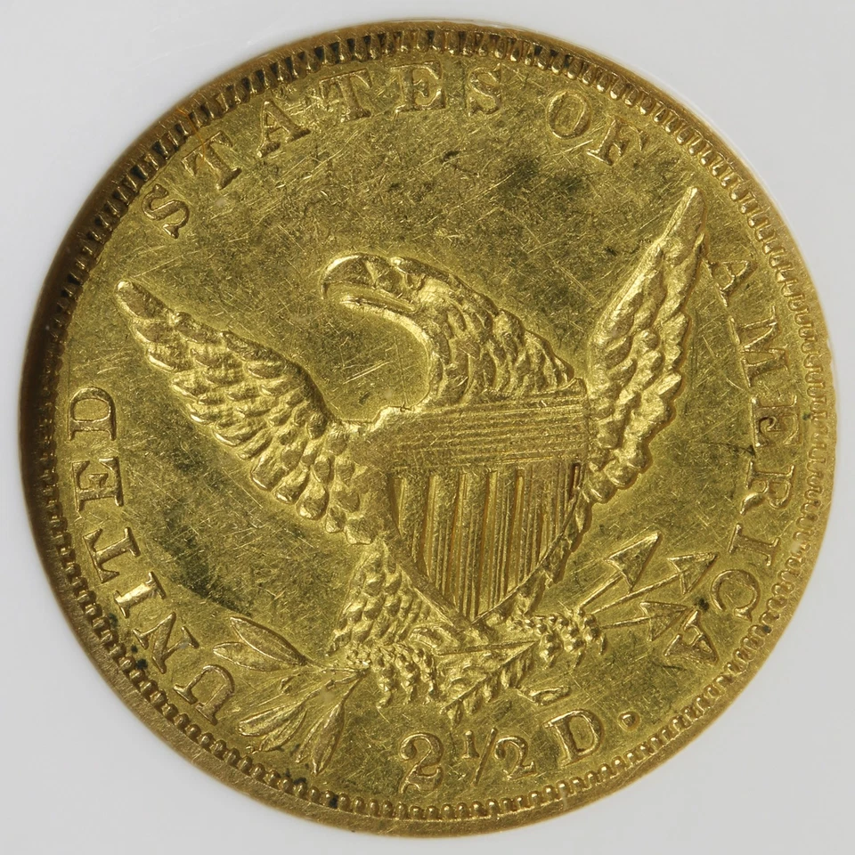 1836 Script 8 $2.5 cabeza clásica cuarto de águila de oro NGC AU55 Foto 4 de 4