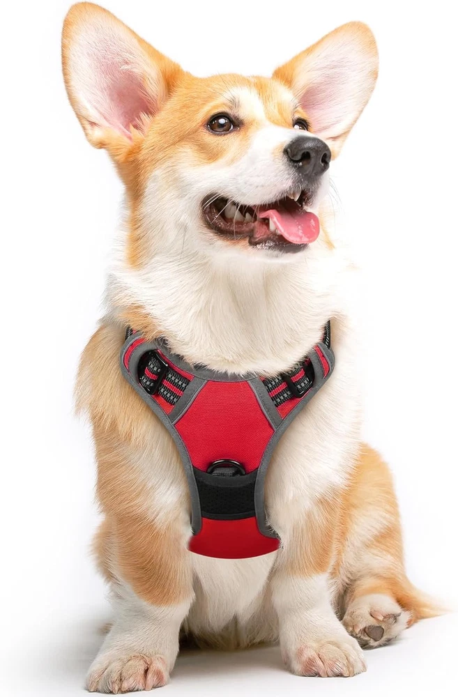 Dog Harness for Large Dogs, No Pull Service Vest with Reflective Strips and Cont