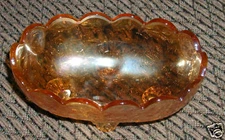 TWO(2) FOOTED JEANNETTE GLASS LOUISA FLORAGOLD DISH BOWLS LOOK UNUSED EX