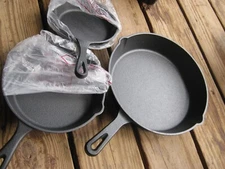 Simplechef 3 Pc Cast Iron Skillet Set Cooking Pizza & More Black New