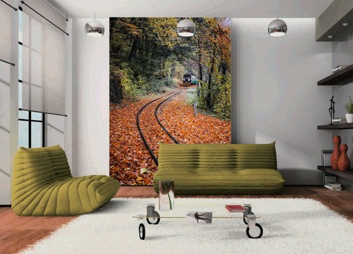 3D Track Leaves O33339 Transport Wallpaper Mural Self-adhesive Removable Fay - Picture 3 of 7