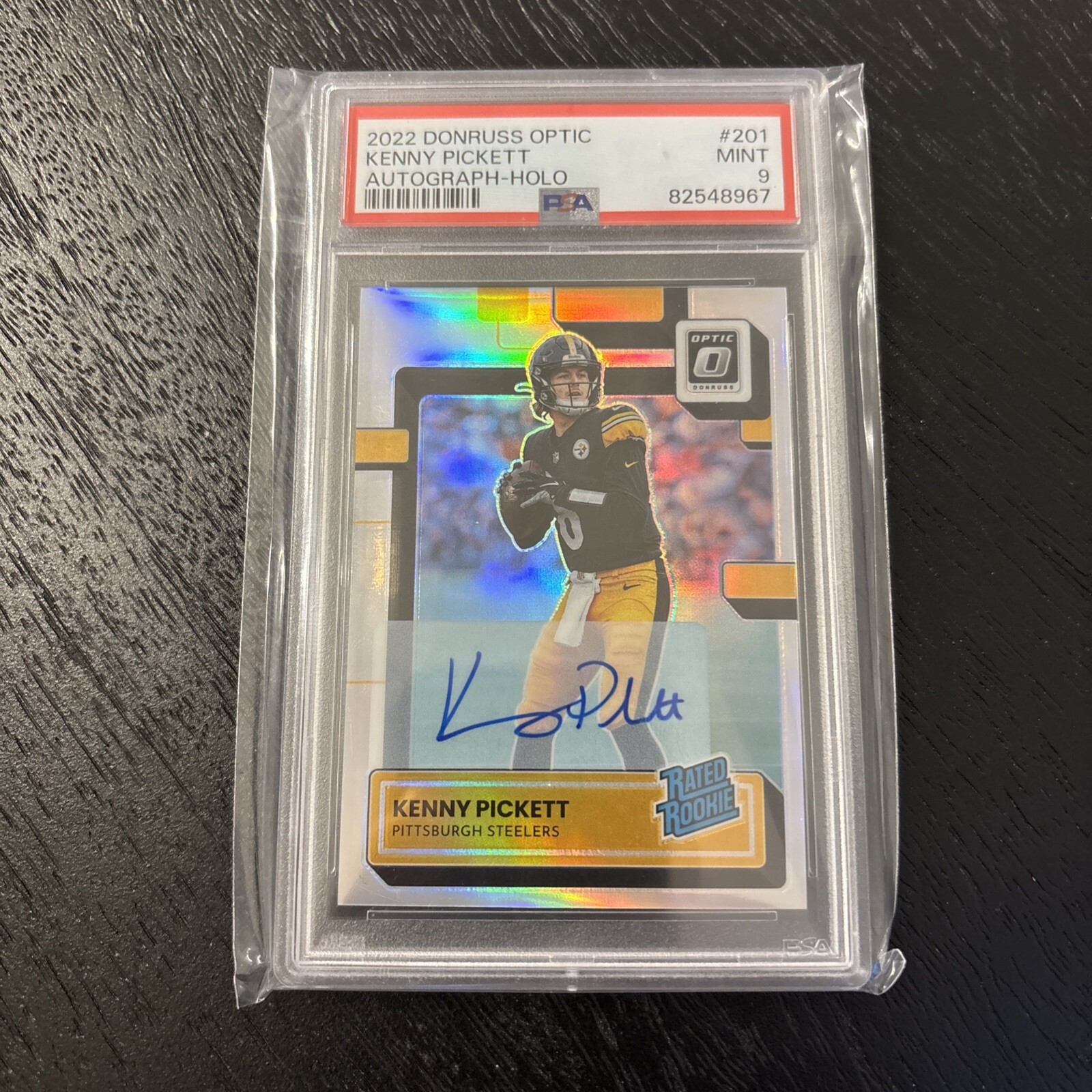 2022 KENNY PICKETT PANINI DONRUSS #201 OPTIC HOLO AUTOGRAPH PSA 9 ROOKIE /125
