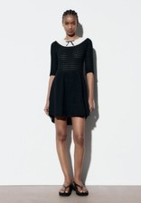 ZARA KNIT CROCHET DRESS Black Size M BNWT.