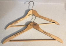 2 Vintage Advertising Wooden Clothes Hangers, For Shirts - Blouses - Pants
