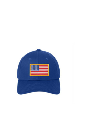New Era 39Thirty Flex Fit Hat Royal w/ USA Flag Gold Border L/XL (7 5/8-7 7/8)