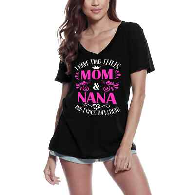 ULTRABASIC Damen T-Shirt V-Ausschnitt Ich habe zwei Titel: Mama und Oma und ich sie