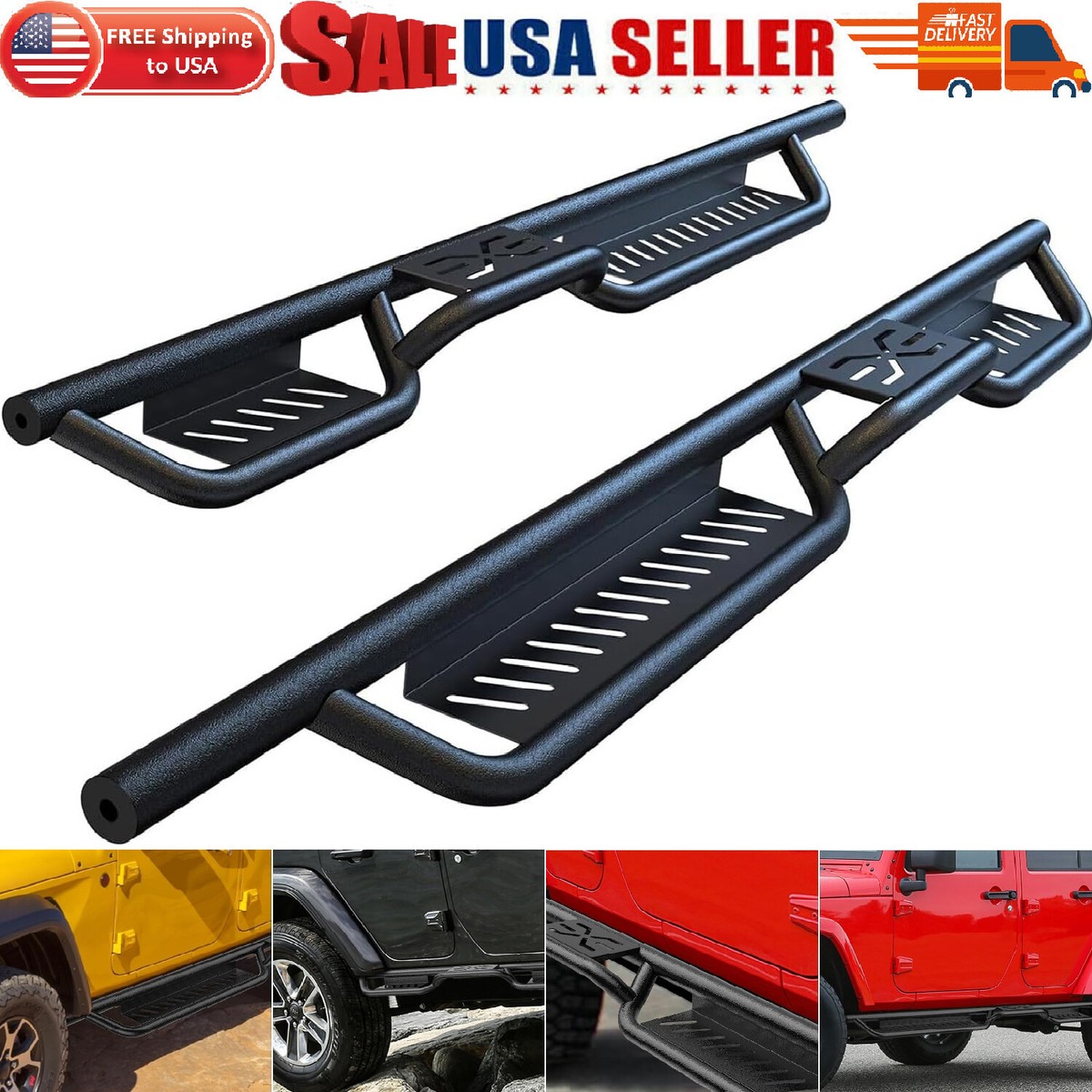 For 2018-2024 Jeep Wrangler JL 4 Door-Running Boards Drop Side
