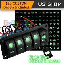 5 Gang Toggle Rocker Switch Panel With Usb For Car Boat Marine Truck Green Led 5 Gang Toggle Rocker Switch Panel With Usb For Car Boat Marine Truck Green Led