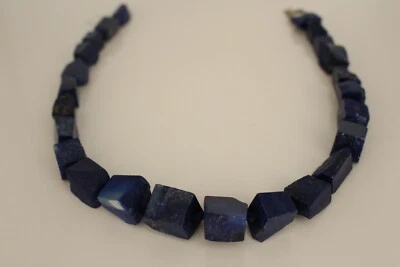 Lapis Lazuli Imposant Collier Moitié Cru Moitié Poli AAA+ Pierres de Guérison - Photo 1/4