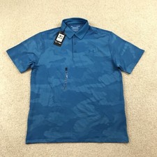 Under Armour Golf Polo Shirt Mens Large Blue Jacquard Camo