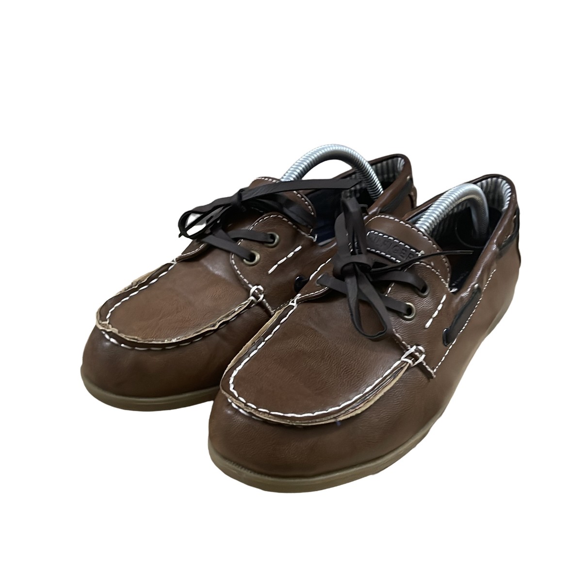 Tommy Hilfiger Womens Brown Tyson Leather Lace Up Round Toe Boat Shoes Size 