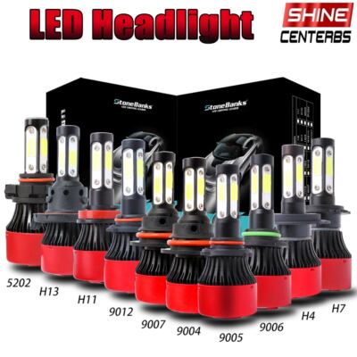 4-Sides Car LED Headlight Bulbs 9004 9005 9006 9007 H4 H7 H11 H13 9012 5202 Kit