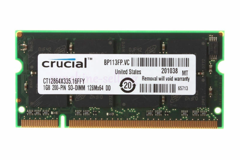 2GB 2 GB Crucial 2X 1GB PC2700 DDR333MHz 200Pin Sodimm Memory RAM Low Density - Image 3 of 4