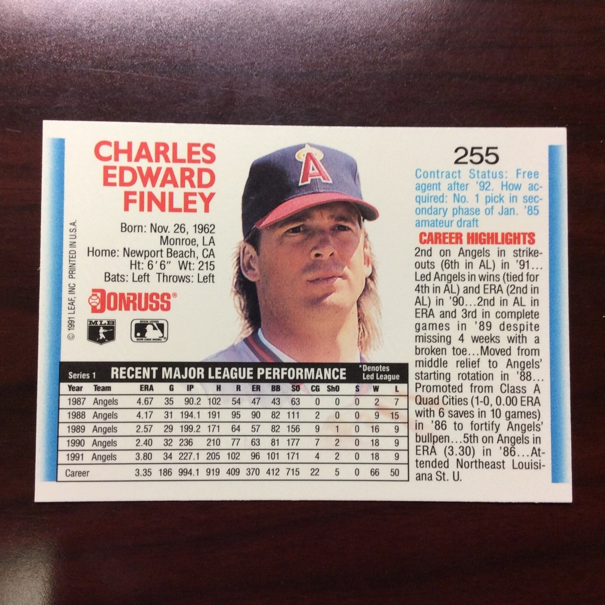 1992 Donruss #255 Chuck Finley Angels | eBay