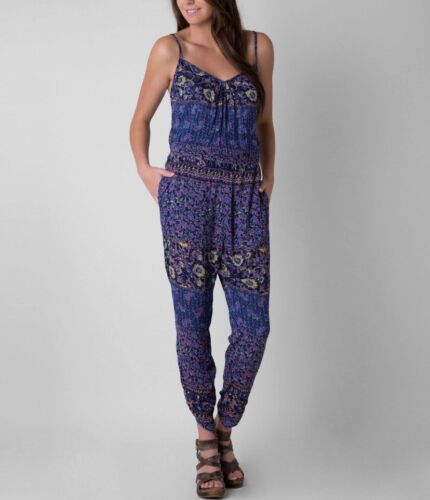 Billabong Strappy Midnight Blue Take Me Away Jumpsuit Medium - Picture 1 of 11