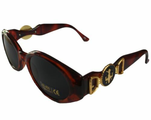 Lunettes De Soleil Vintage Atraction Productions Brunei - Noir Et Marron, Ovales, Neuf Avec étiquettes