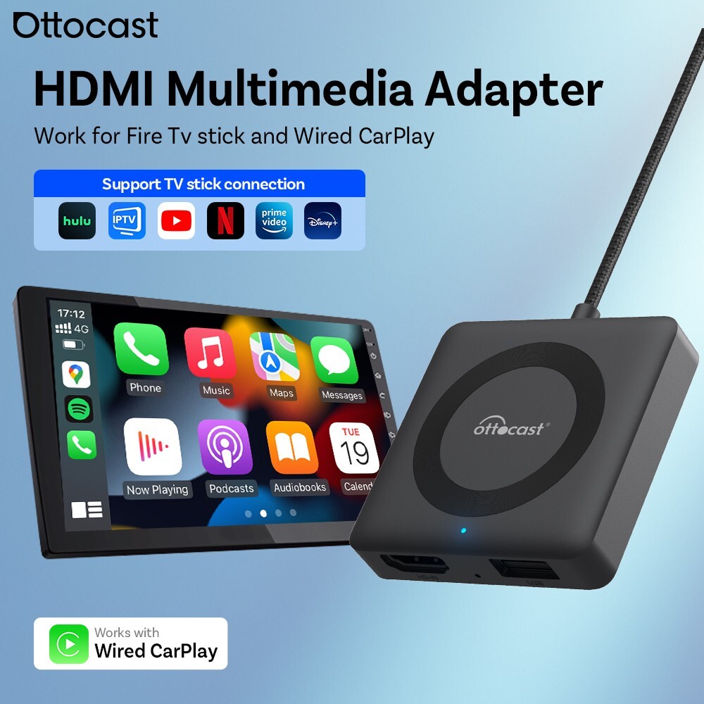 OTTOCAST Car TV Mate Pro HDMI-in Mirorring for TV Sticks Wirelss Carplay Adapter