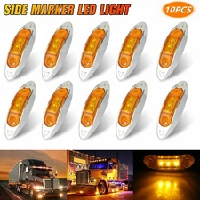 10X Amber 4" Marker Lights 3LED Truck Trailer RV Clearance Side Light Waterproof