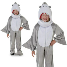 Shark Costume Plush Wild Animal Fancy Dress Outfit Boys Girls Kids