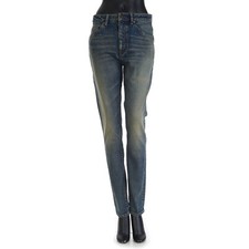 SAINT LAURENT 860 YSL Mid Waist Skinny Jeans In Vintage Blue Denim