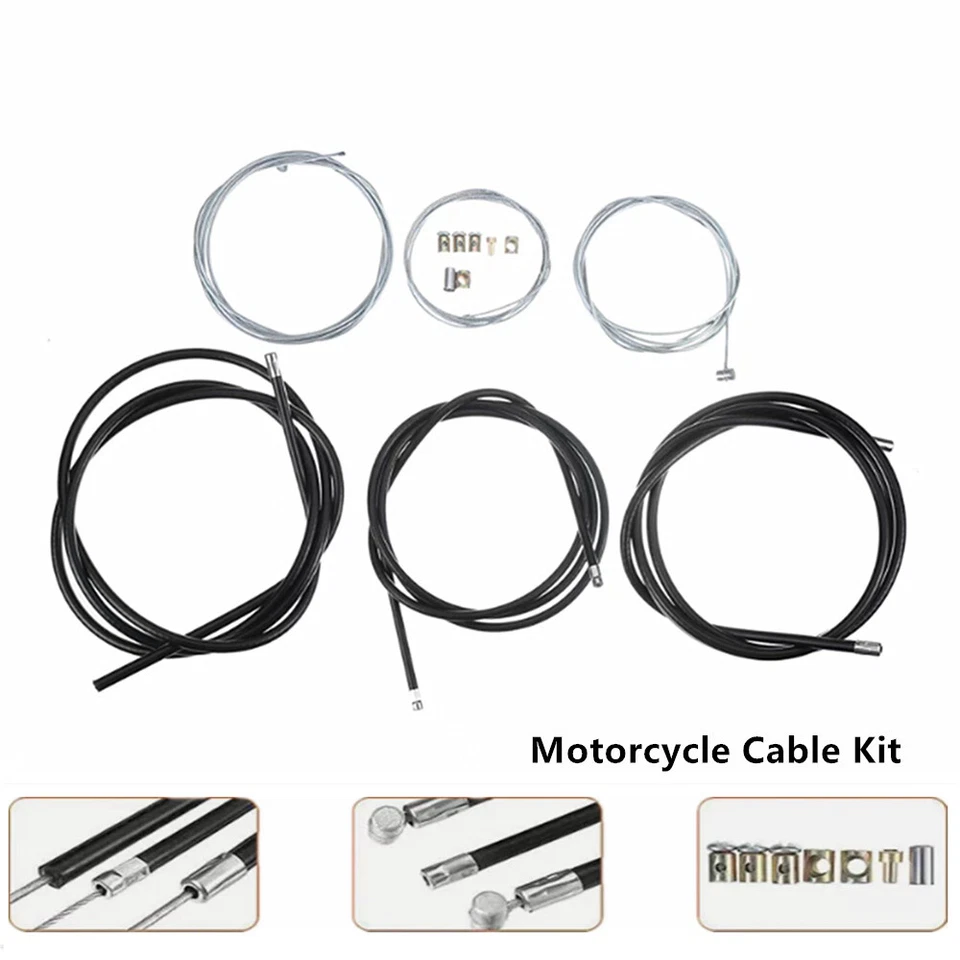 60" Motorcycle Modified Cable Clutch Cable+Brake Cable+Throttle Cable Assembly Foto 3 de 4