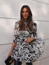 Zara Short Printed Dress with Metallic Thread Size XL Ref 8927/248 Bloggers Fave
