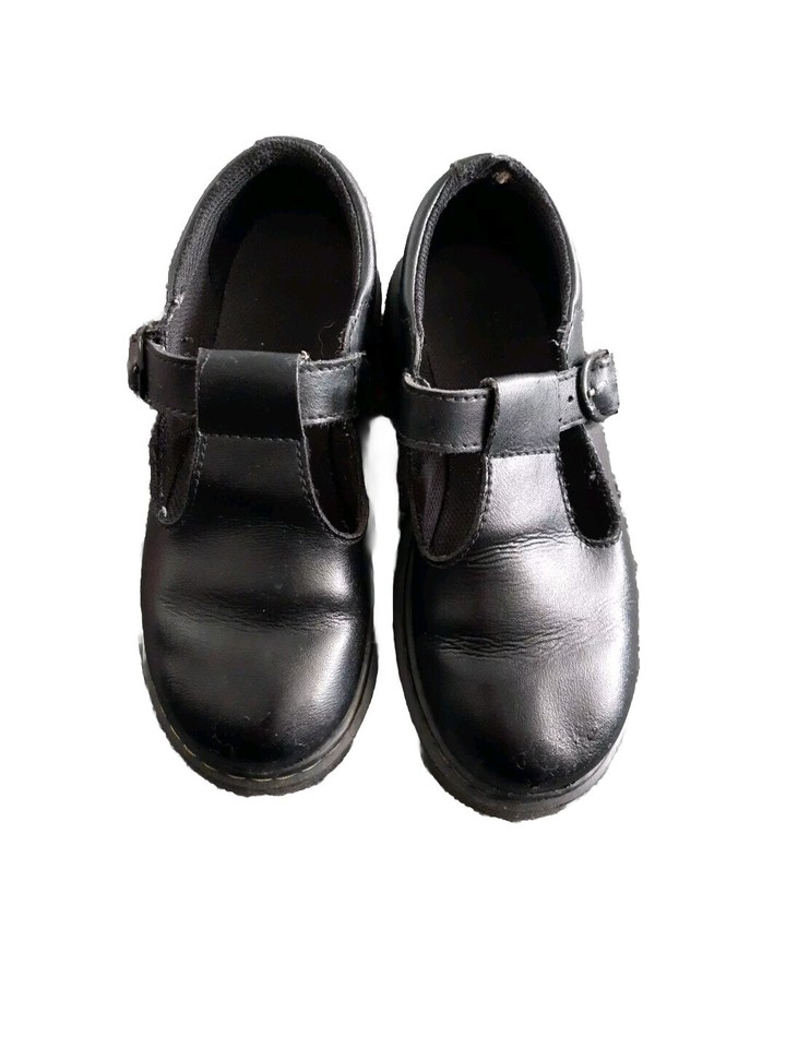 Dr Marten Polley T Bar Shoe Girls Size 1 Uk Black Leather School Shoes