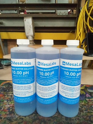 3 Pack Mesa Labs 10.00 pH Standard Buffer Solution, Blue, 475mL 1000