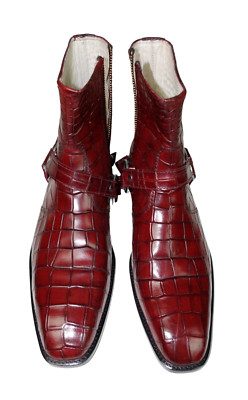 195£ THE LEATHER ABLE BENCH MADE CROC PATTERN BOOTS ITALY UK 8 IT 42 LEATHER