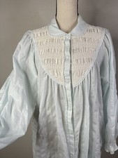 Vintage Gilligan O'Malley Snap House Coat Robe Blue Detail Snap Button M Prairie