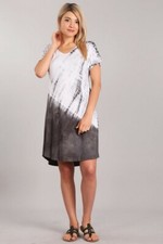 Chatoyant Casual Tie Dye Dress Gray Large