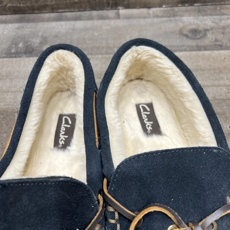 Zapatillas Clarks Para Hombre Azul Marino Gamuza Imitación Piel Talla 10 M Foto 3 de 4