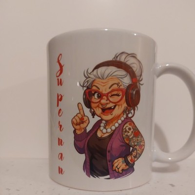Weiße 11 Unzen Tasse beliebiger Name Supernan Mama Nan Nanna Nonna 